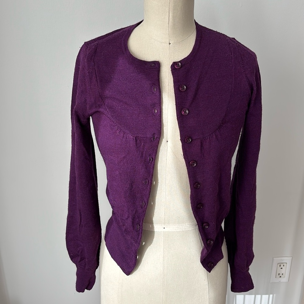 Design History Merino Wool Purple Cardigan